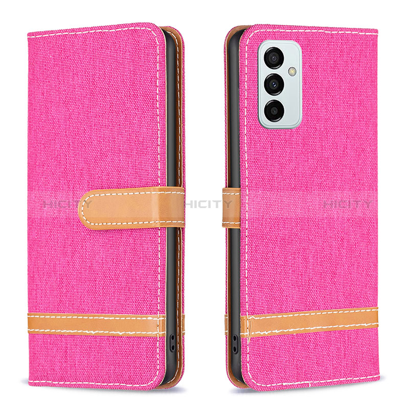 Leather Case Stands Flip Cover Holder B16F for Samsung Galaxy F23 5G Hot Pink