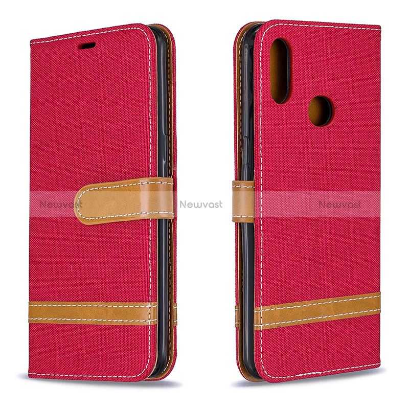 Leather Case Stands Flip Cover Holder B16F for Samsung Galaxy M01s Red