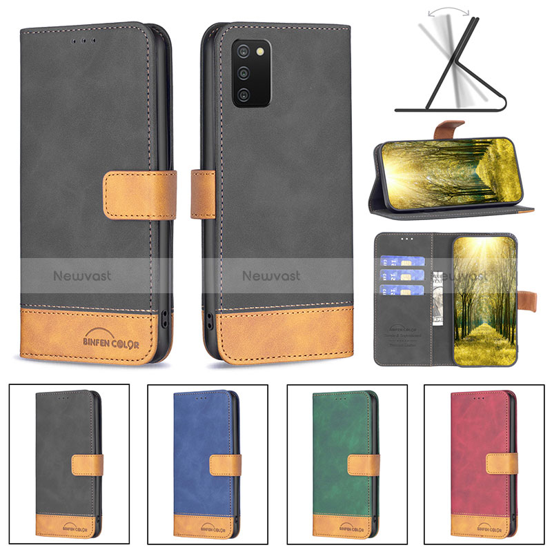 Leather Case Stands Flip Cover Holder B16F for Samsung Galaxy M02s