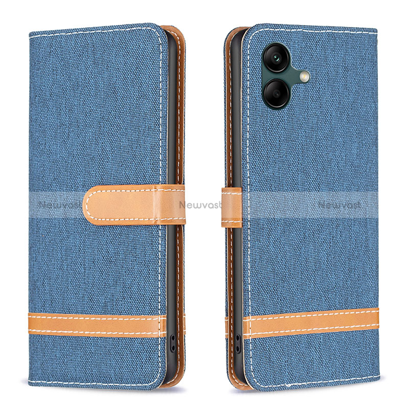 Leather Case Stands Flip Cover Holder B16F for Samsung Galaxy M04 Navy Blue