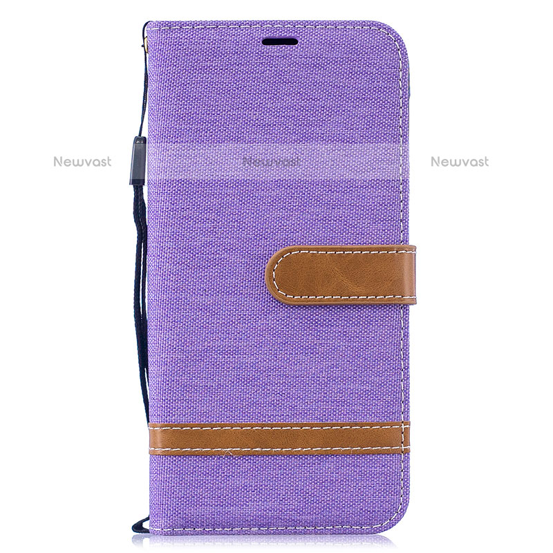 Leather Case Stands Flip Cover Holder B16F for Samsung Galaxy M10 Clove Purple