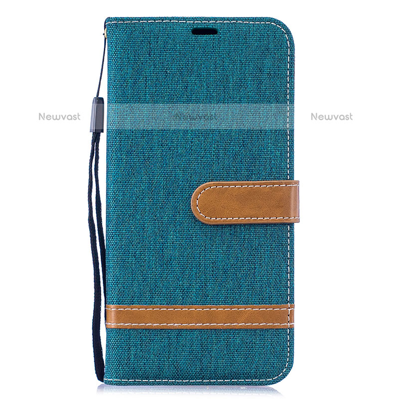 Leather Case Stands Flip Cover Holder B16F for Samsung Galaxy M20 Green