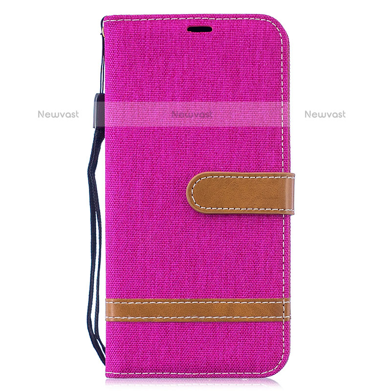 Leather Case Stands Flip Cover Holder B16F for Samsung Galaxy M20 Hot Pink