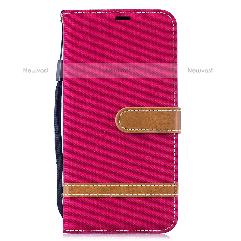 Leather Case Stands Flip Cover Holder B16F for Samsung Galaxy M20 Red