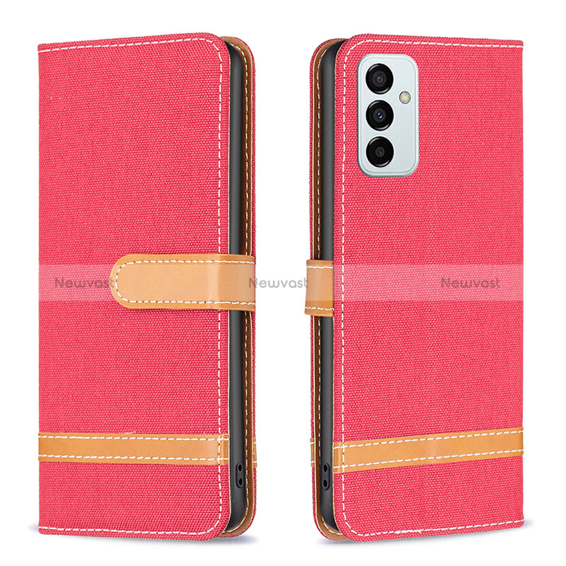 Leather Case Stands Flip Cover Holder B16F for Samsung Galaxy M23 5G Red