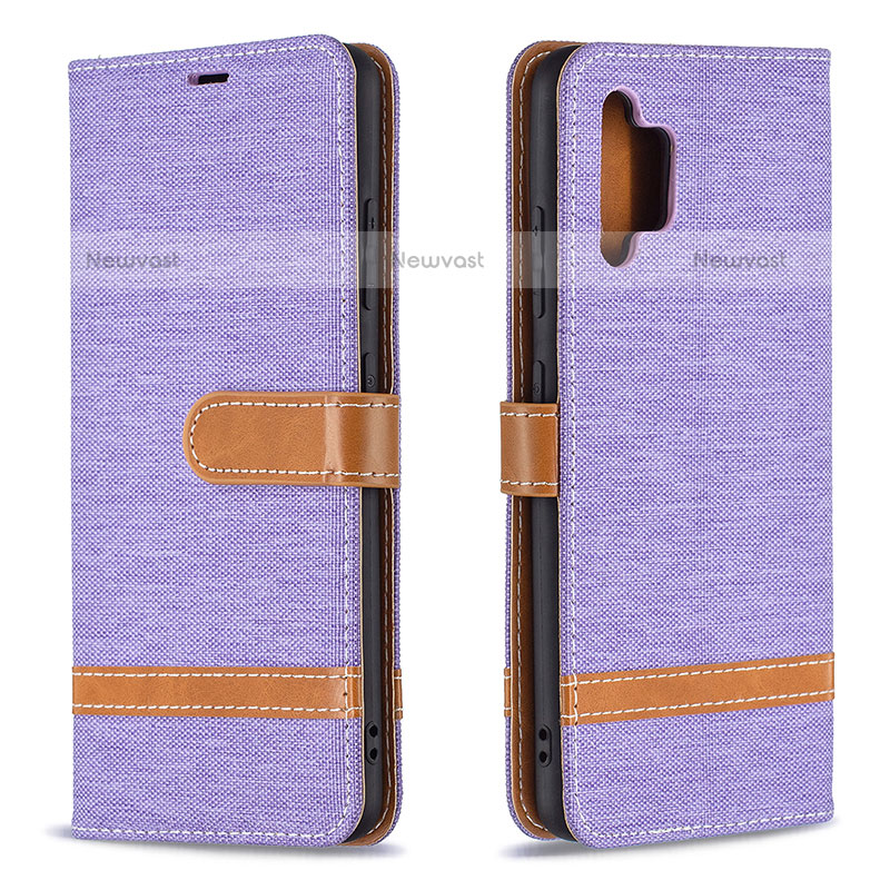 Leather Case Stands Flip Cover Holder B16F for Samsung Galaxy M32 5G Clove Purple