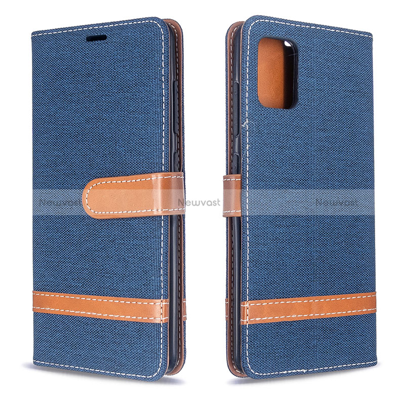 Leather Case Stands Flip Cover Holder B16F for Samsung Galaxy M40S Navy Blue