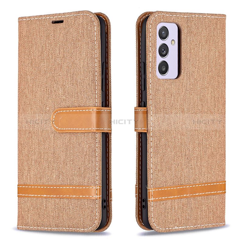 Leather Case Stands Flip Cover Holder B16F for Samsung Galaxy M54 5G Gold