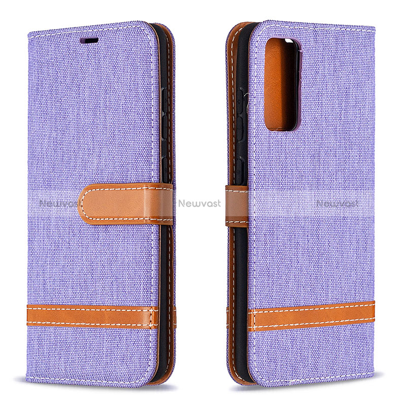 Leather Case Stands Flip Cover Holder B16F for Samsung Galaxy S20 FE (2022) 5G Clove Purple