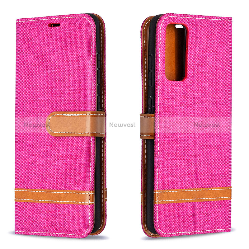 Leather Case Stands Flip Cover Holder B16F for Samsung Galaxy S20 FE (2022) 5G Hot Pink