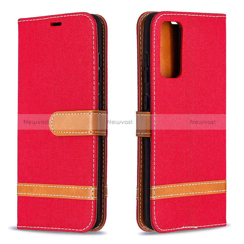 Leather Case Stands Flip Cover Holder B16F for Samsung Galaxy S20 FE 5G Red