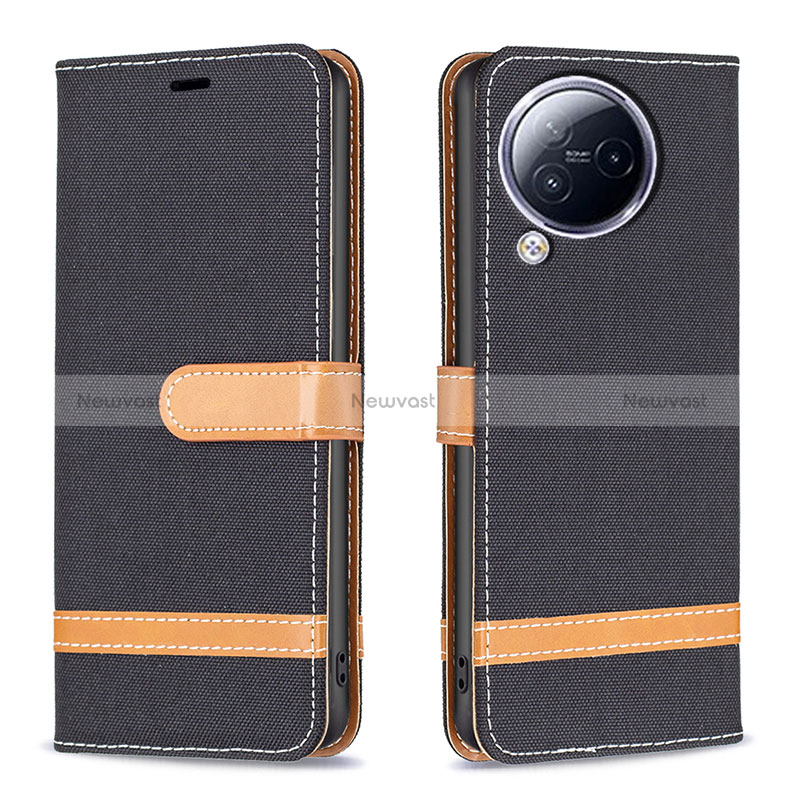 Leather Case Stands Flip Cover Holder B16F for Xiaomi Civi 3 5G Black