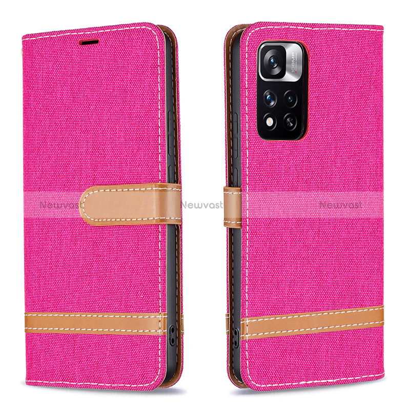 Leather Case Stands Flip Cover Holder B16F for Xiaomi Mi 11i 5G (2022) Hot Pink