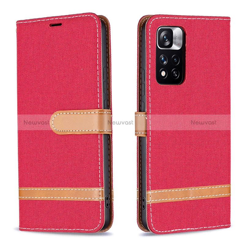 Leather Case Stands Flip Cover Holder B16F for Xiaomi Mi 11i 5G (2022) Red
