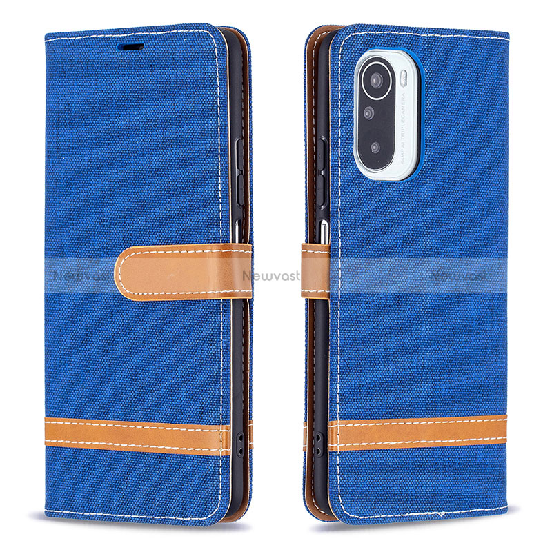 Leather Case Stands Flip Cover Holder B16F for Xiaomi Mi 11i 5G Blue