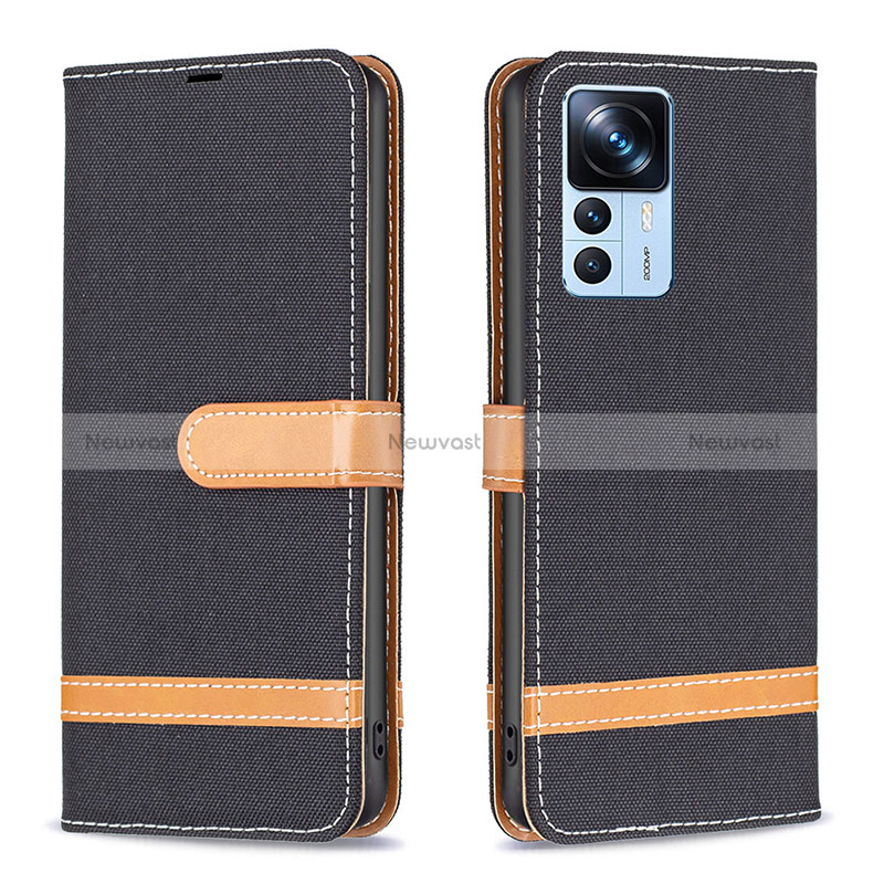 Leather Case Stands Flip Cover Holder B16F for Xiaomi Mi 12T 5G Black