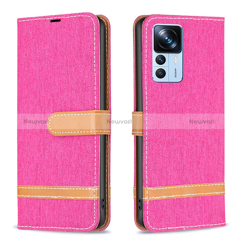 Leather Case Stands Flip Cover Holder B16F for Xiaomi Mi 12T 5G Hot Pink