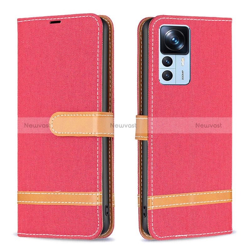 Leather Case Stands Flip Cover Holder B16F for Xiaomi Mi 12T Pro 5G Red