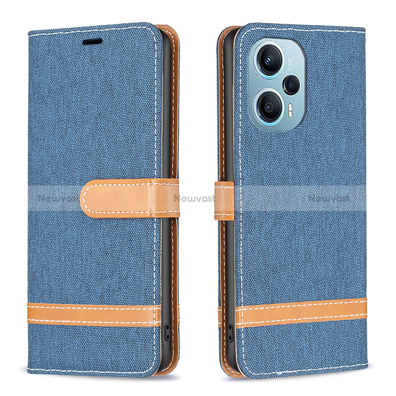 Leather Case Stands Flip Cover Holder B16F for Xiaomi Poco F5 5G Sky Blue