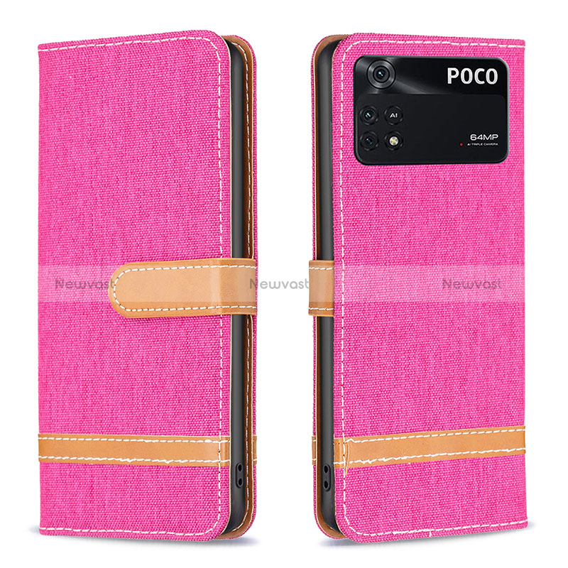 Leather Case Stands Flip Cover Holder B16F for Xiaomi Poco M4 Pro 4G