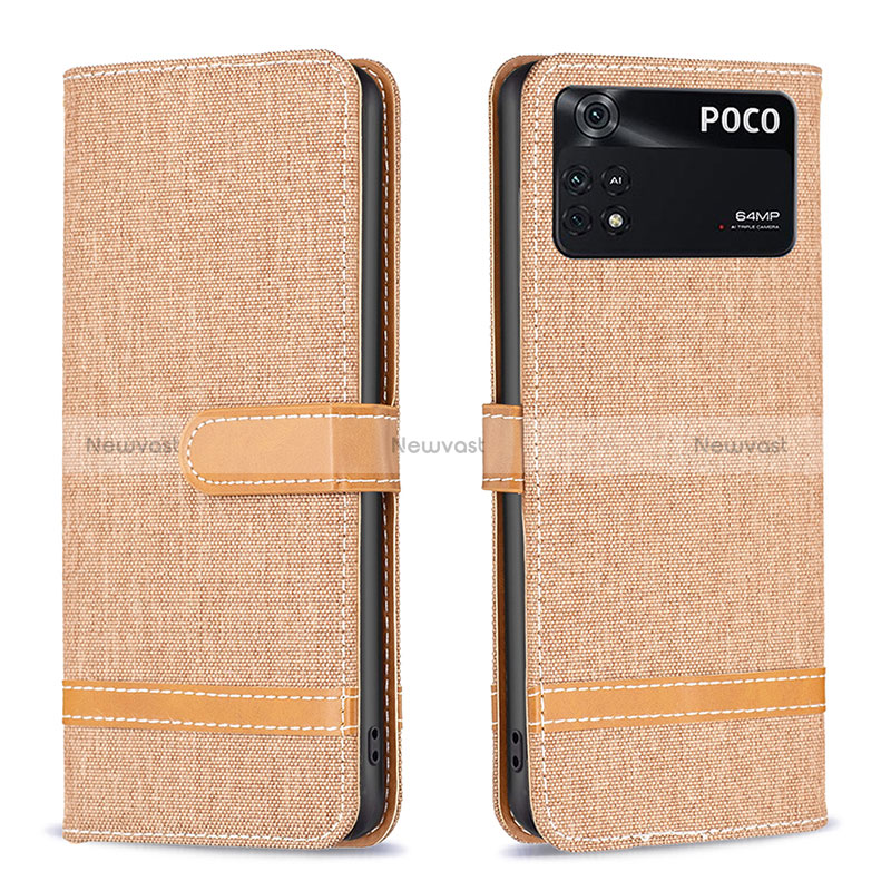 Leather Case Stands Flip Cover Holder B16F for Xiaomi Poco M4 Pro 4G