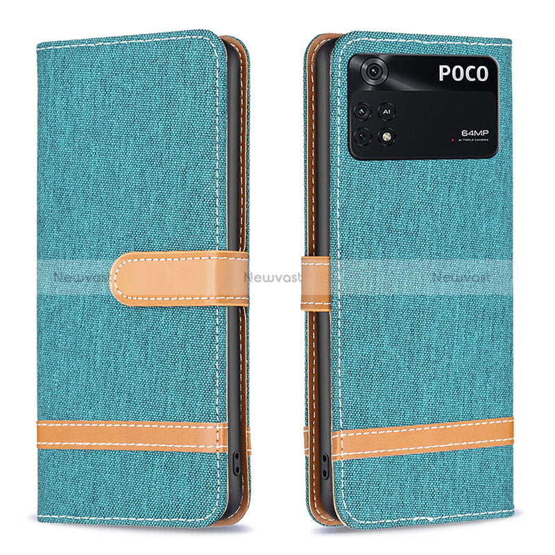 Leather Case Stands Flip Cover Holder B16F for Xiaomi Poco M4 Pro 4G