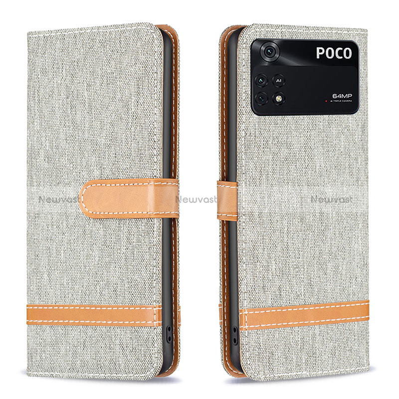 Leather Case Stands Flip Cover Holder B16F for Xiaomi Poco M4 Pro 4G