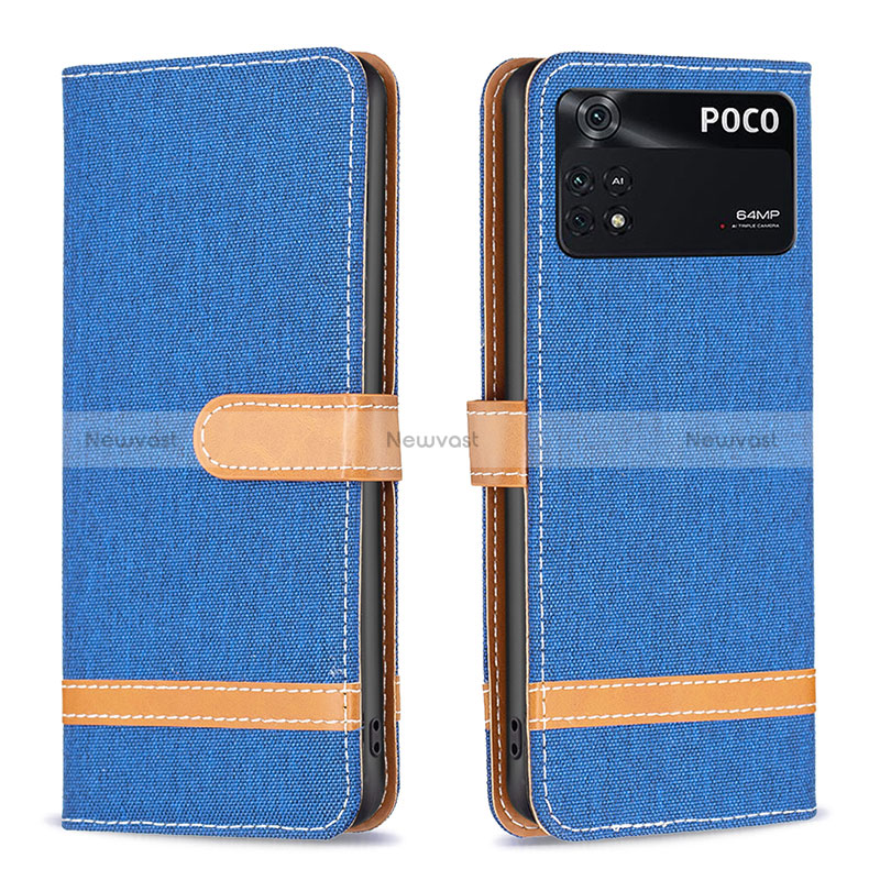 Leather Case Stands Flip Cover Holder B16F for Xiaomi Poco M4 Pro 4G