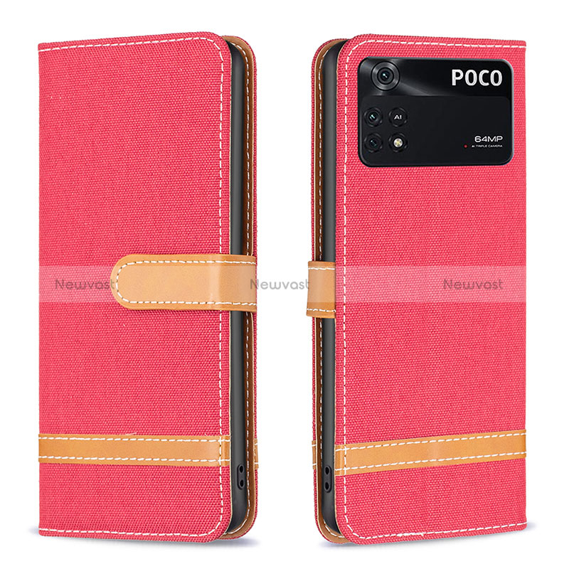 Leather Case Stands Flip Cover Holder B16F for Xiaomi Poco M4 Pro 4G