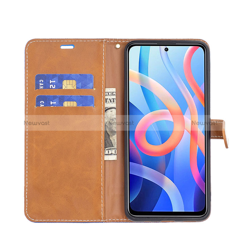 Leather Case Stands Flip Cover Holder B16F for Xiaomi Poco M4 Pro 5G