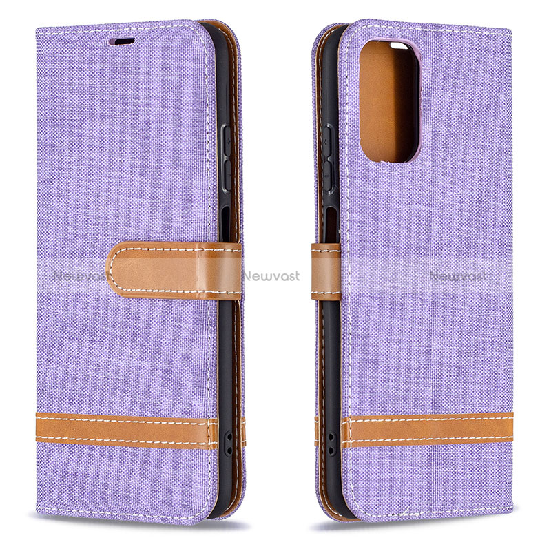 Leather Case Stands Flip Cover Holder B16F for Xiaomi Poco M5S Clove Purple