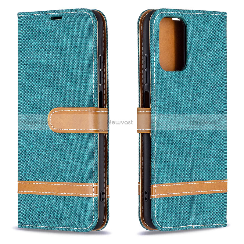 Leather Case Stands Flip Cover Holder B16F for Xiaomi Poco M5S Green