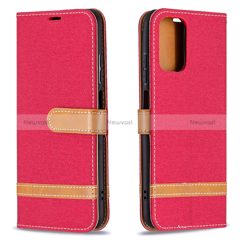 Leather Case Stands Flip Cover Holder B16F for Xiaomi Poco M5S Red