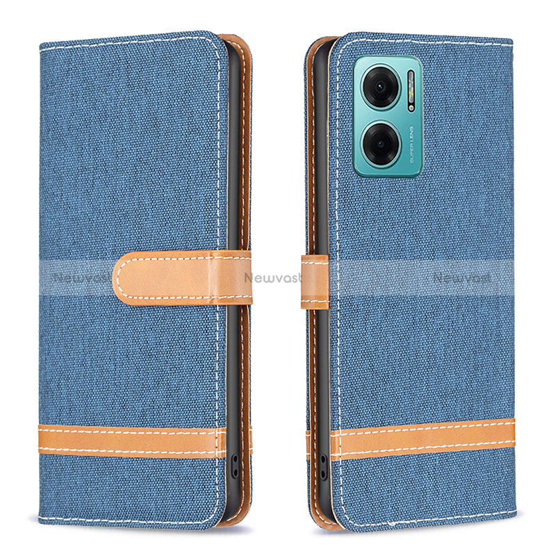 Leather Case Stands Flip Cover Holder B16F for Xiaomi Redmi 10 Prime Plus 5G Navy Blue