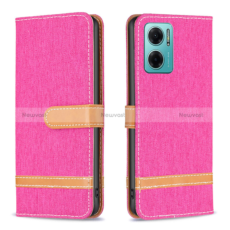 Leather Case Stands Flip Cover Holder B16F for Xiaomi Redmi 11 Prime 5G Hot Pink