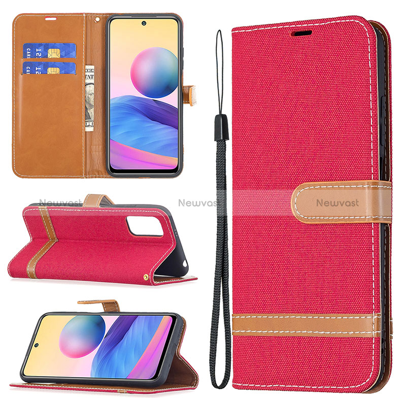 Leather Case Stands Flip Cover Holder B16F for Xiaomi Redmi Note 10 5G