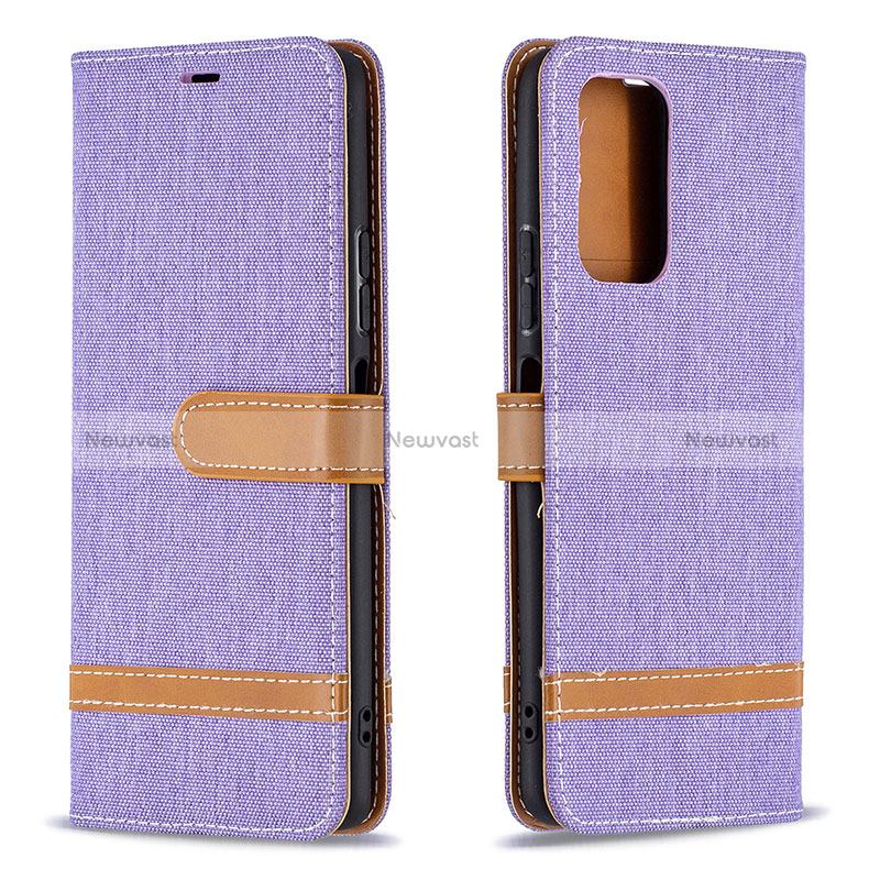 Leather Case Stands Flip Cover Holder B16F for Xiaomi Redmi Note 10 Pro 4G Clove Purple