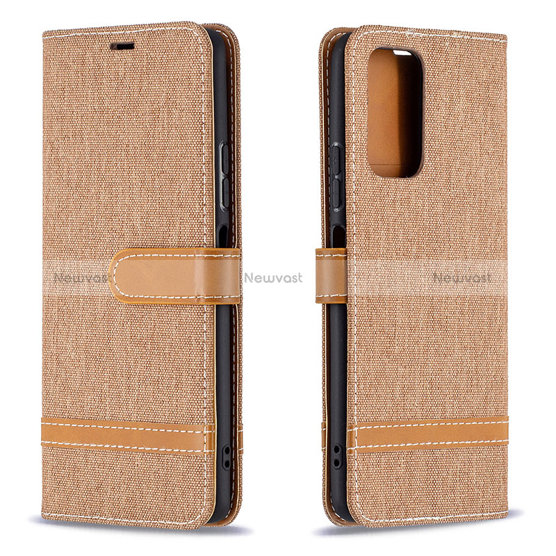 Leather Case Stands Flip Cover Holder B16F for Xiaomi Redmi Note 10 Pro 4G Gold