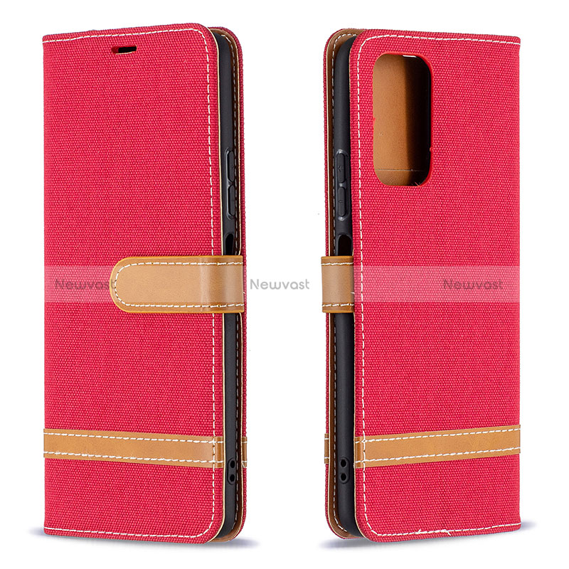 Leather Case Stands Flip Cover Holder B16F for Xiaomi Redmi Note 10 Pro Max Red