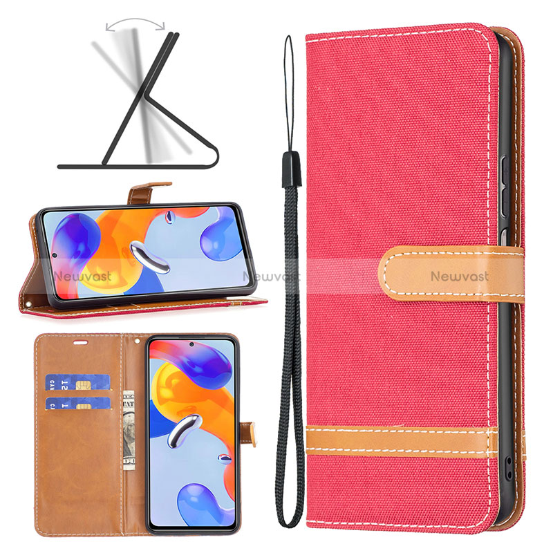 Leather Case Stands Flip Cover Holder B16F for Xiaomi Redmi Note 11 Pro 4G