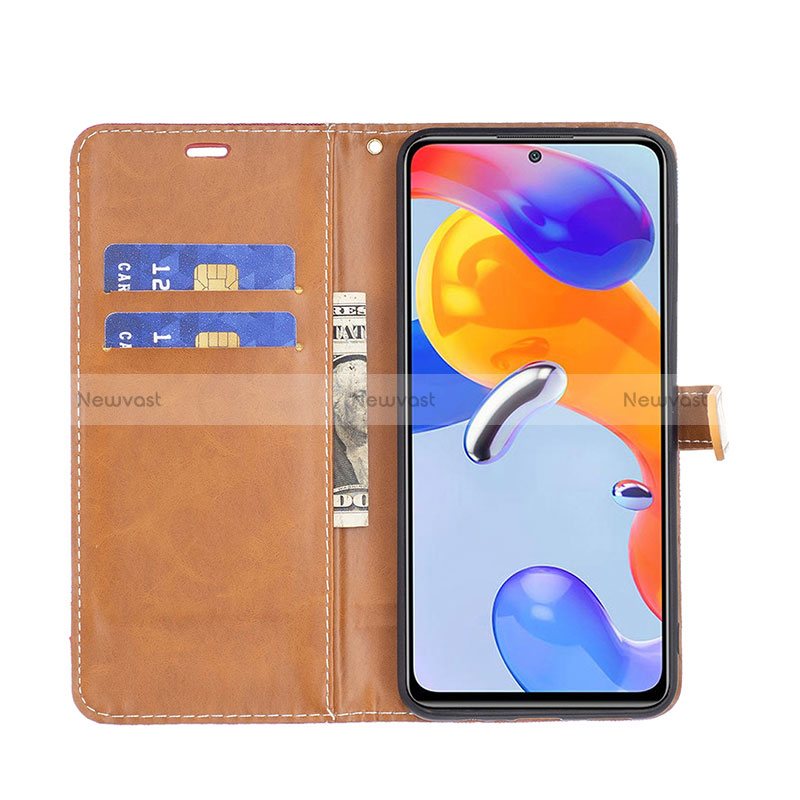 Leather Case Stands Flip Cover Holder B16F for Xiaomi Redmi Note 11 Pro 4G