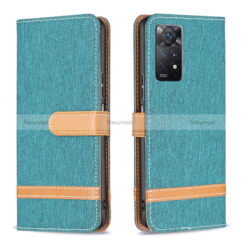 Leather Case Stands Flip Cover Holder B16F for Xiaomi Redmi Note 11 Pro 5G Green