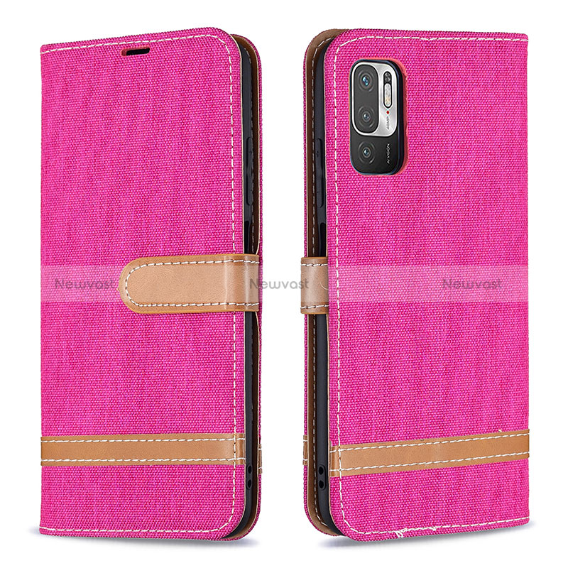 Leather Case Stands Flip Cover Holder B16F for Xiaomi Redmi Note 11 SE 5G Hot Pink