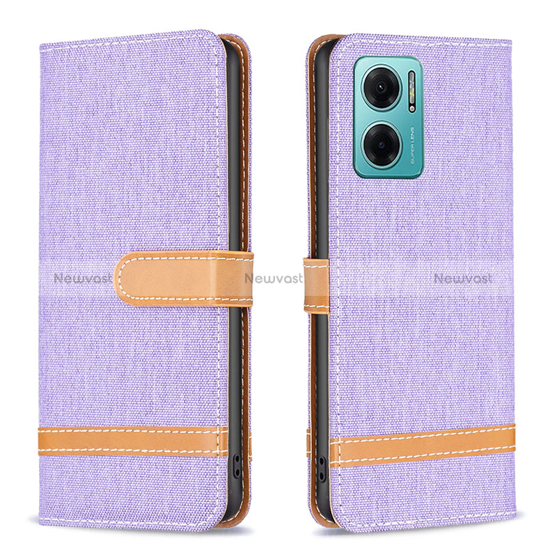 Leather Case Stands Flip Cover Holder B16F for Xiaomi Redmi Note 11E 5G Clove Purple