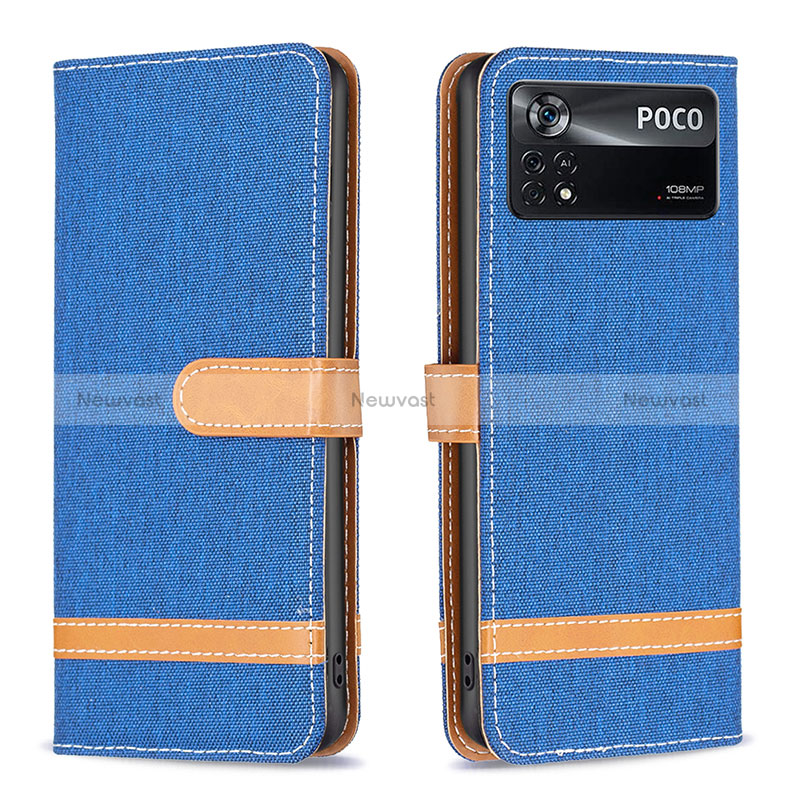 Leather Case Stands Flip Cover Holder B16F for Xiaomi Redmi Note 11E Pro 5G Blue