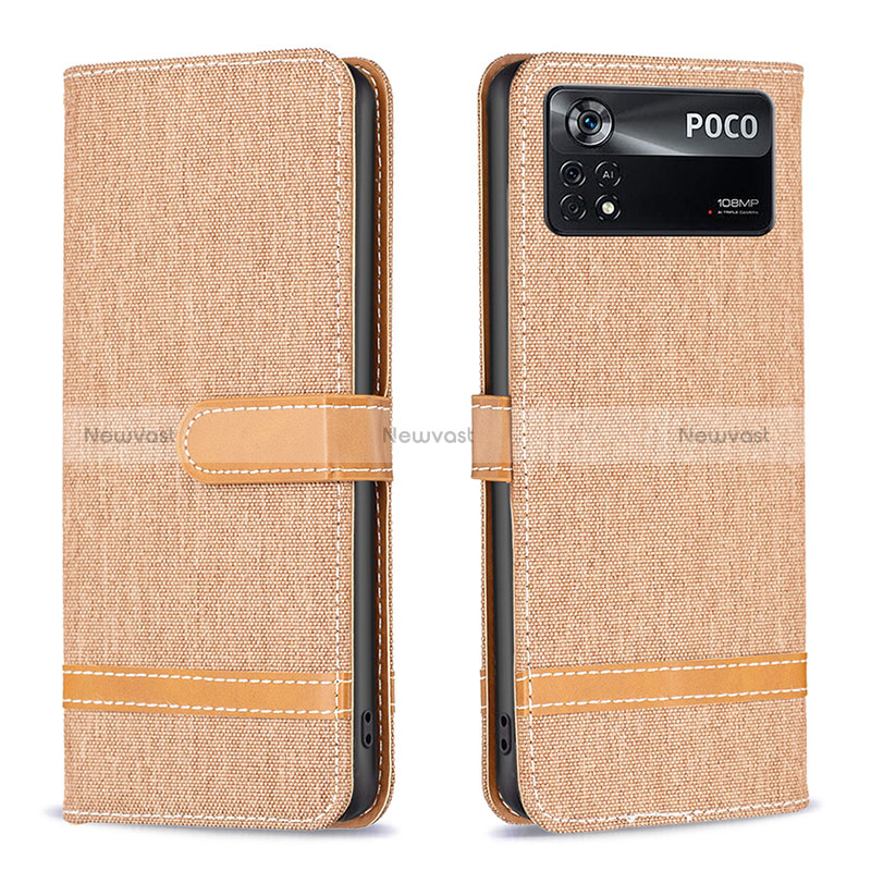 Leather Case Stands Flip Cover Holder B16F for Xiaomi Redmi Note 11E Pro 5G Gold