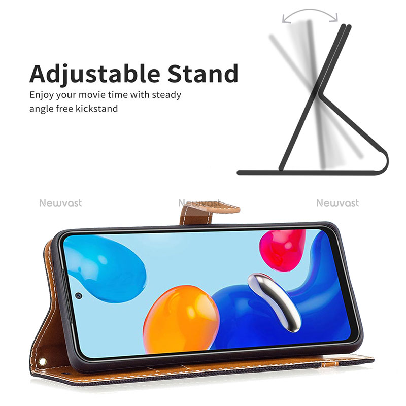 Leather Case Stands Flip Cover Holder B16F for Xiaomi Redmi Note 11S 4G