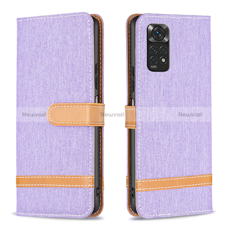 Leather Case Stands Flip Cover Holder B16F for Xiaomi Redmi Note 11S 4G Clove Purple