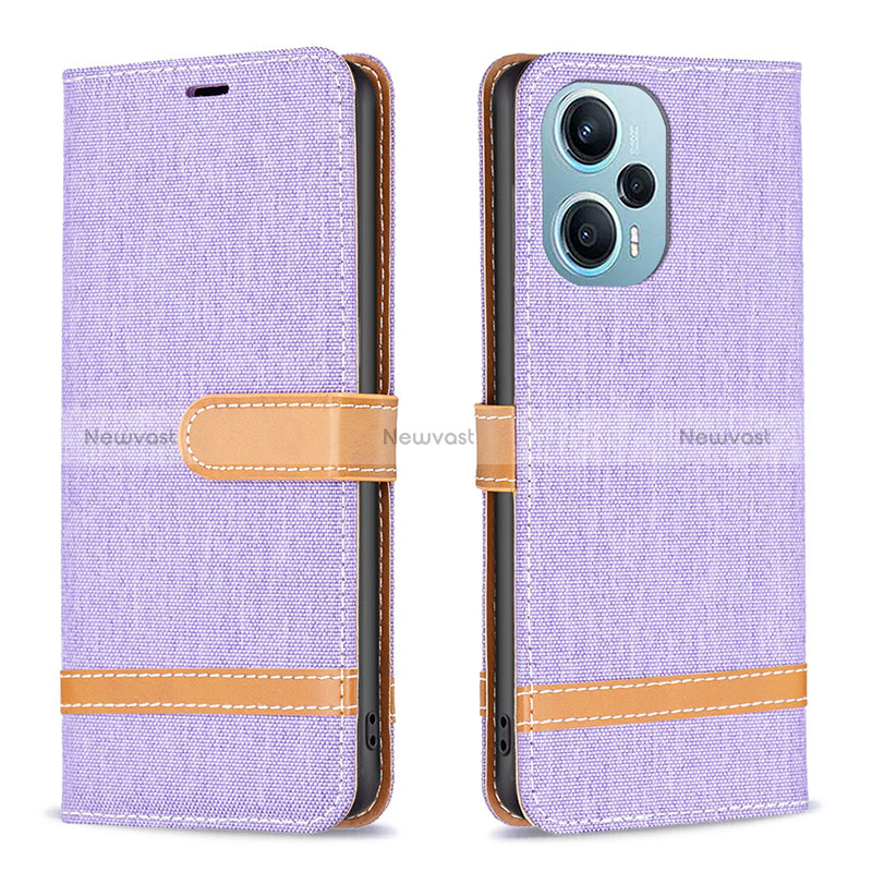 Leather Case Stands Flip Cover Holder B16F for Xiaomi Redmi Note 12 Turbo 5G Clove Purple