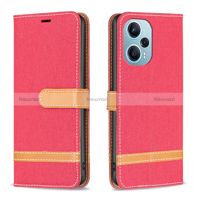 Leather Case Stands Flip Cover Holder B16F for Xiaomi Redmi Note 12 Turbo 5G Red